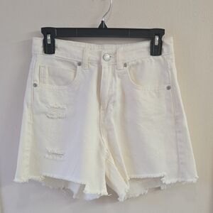 Women's Off-White Distressed Jean Shorts